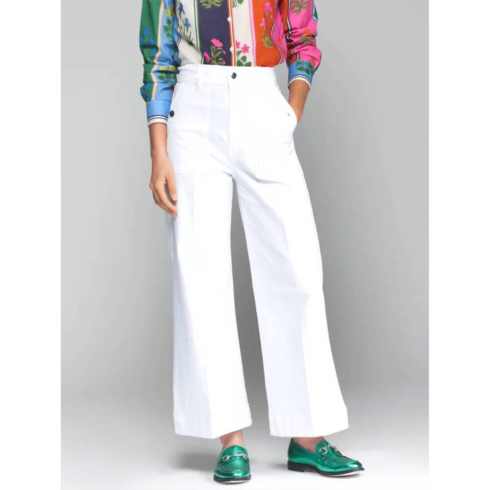 NEW VILAGALLO wide leg cropped trousers in white